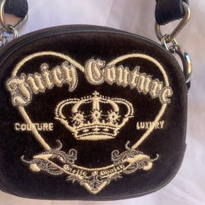Juicy Couture Vintage Black Leather and Brown Velour Purse